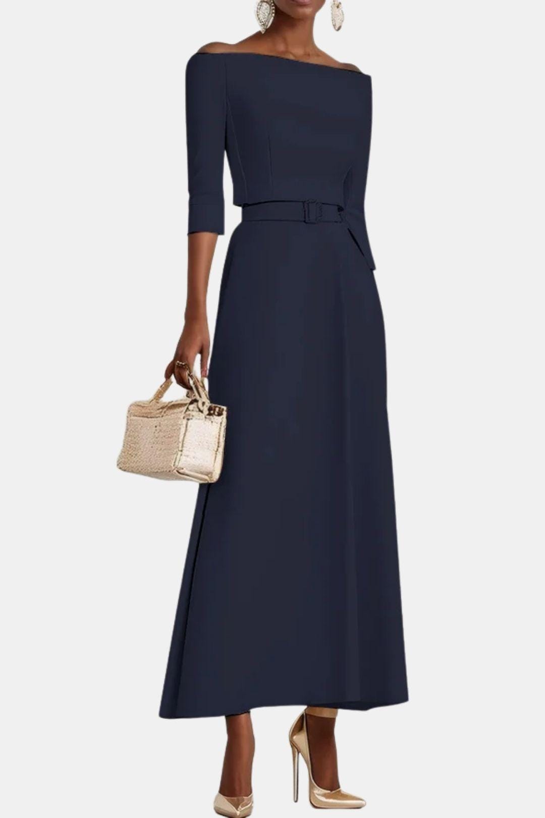 Amabel – Off-Shoulder Half Sleeve A-Line Maxi Dress