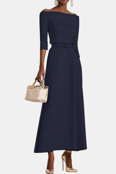 Amabel – Off-Shoulder Half Sleeve A-Line Maxi Dress