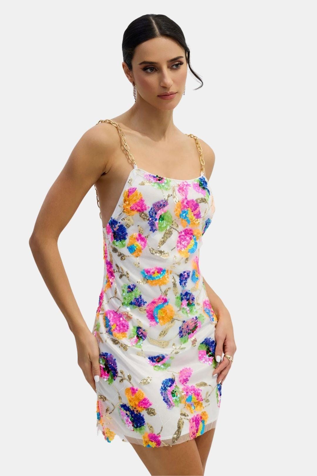 Amalia - Sequin Embroidered Backless Mini Dress