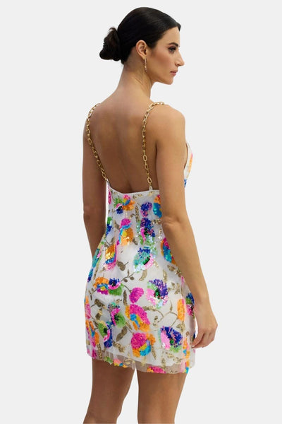 Amalia - Sequin Embroidered Backless Mini Dress