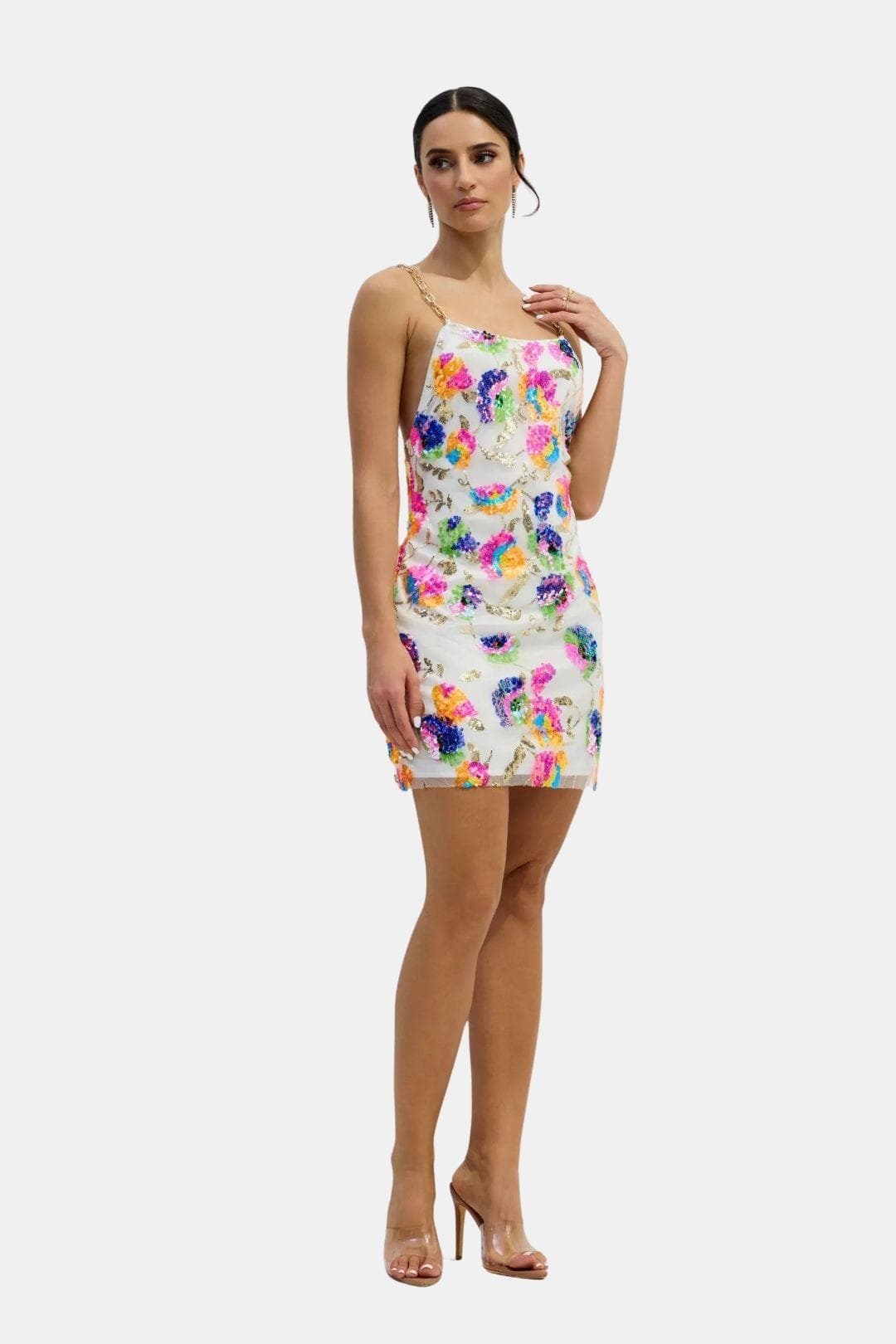 Amalia - Sequin Embroidered Backless Mini Dress