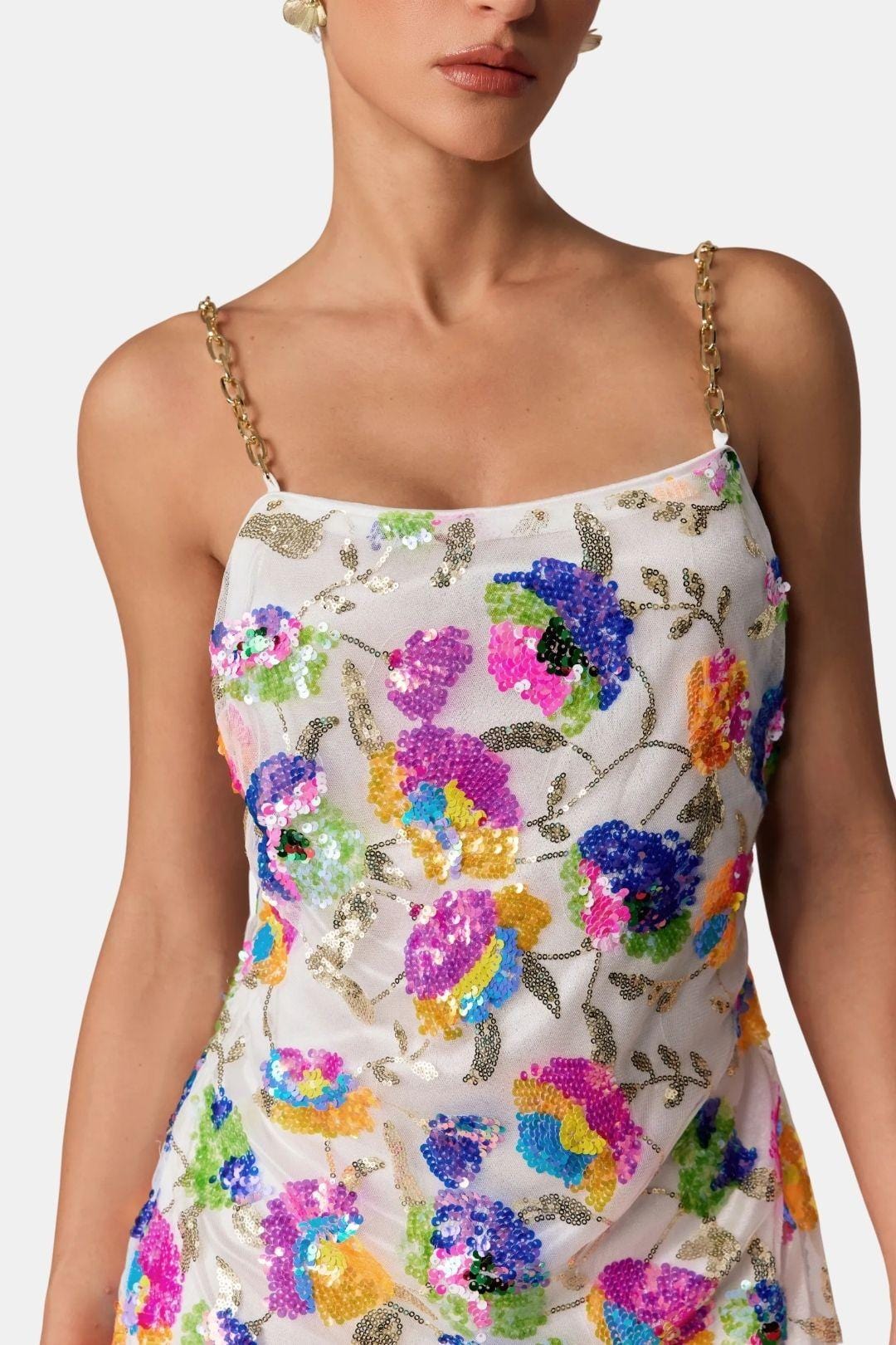 Amalia - Sequin Embroidered Backless Mini Dress