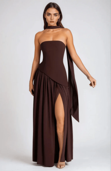 Annabel – Strapless Slit Maxi Dress