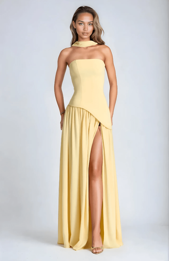 Annabel – Strapless Slit Maxi Dress