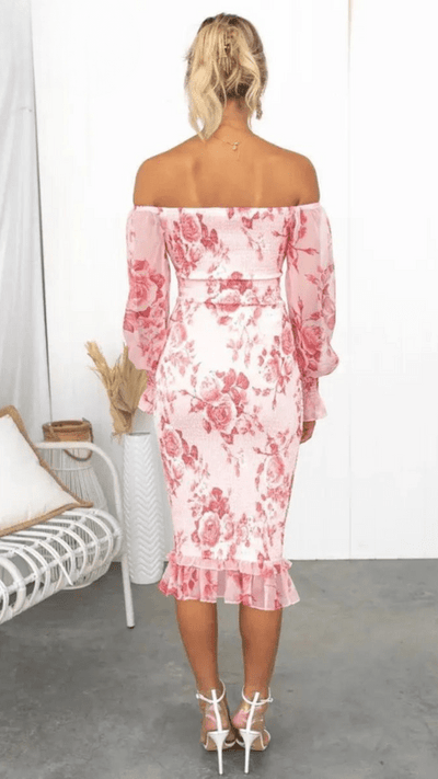Antheia – Floral Print Off-Shoulder Midi Dress