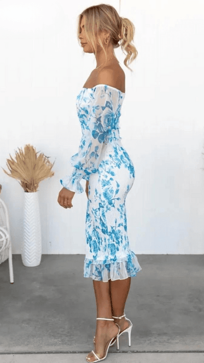 Antheia – Floral Print Off-Shoulder Midi Dress