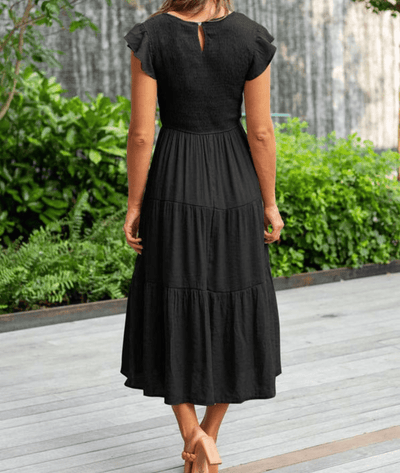 Aphira – Short Sleeve Gathered Midi Dress