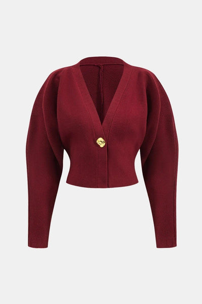 Ariella – Metallic Button V-Neck Sweater Top