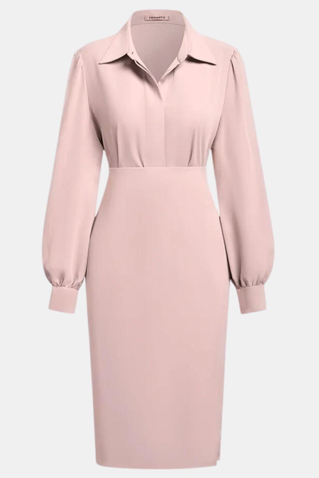 Artemisia – Light Grey Ruched Shirt Collar Two-Piece Skirt Set