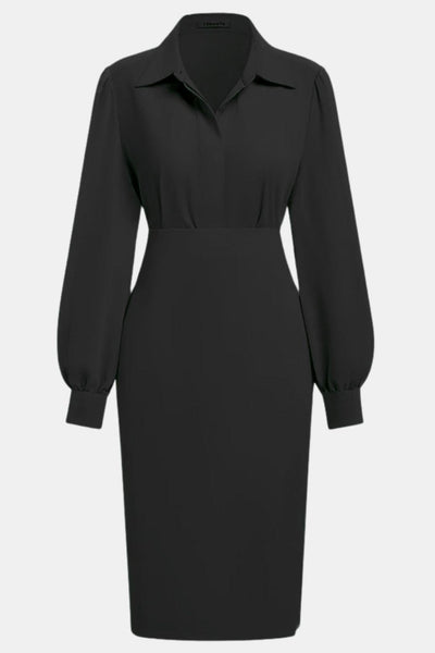 Artemisia – Light Grey Ruched Shirt Collar Two-Piece Skirt Set