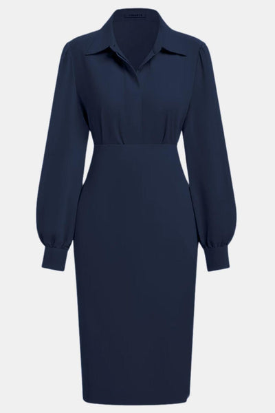 Artemisia – Light Grey Ruched Shirt Collar Two-Piece Skirt Set