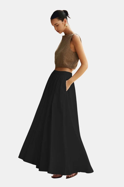 Aubrey – Linen Pleated Maxi Skirt
