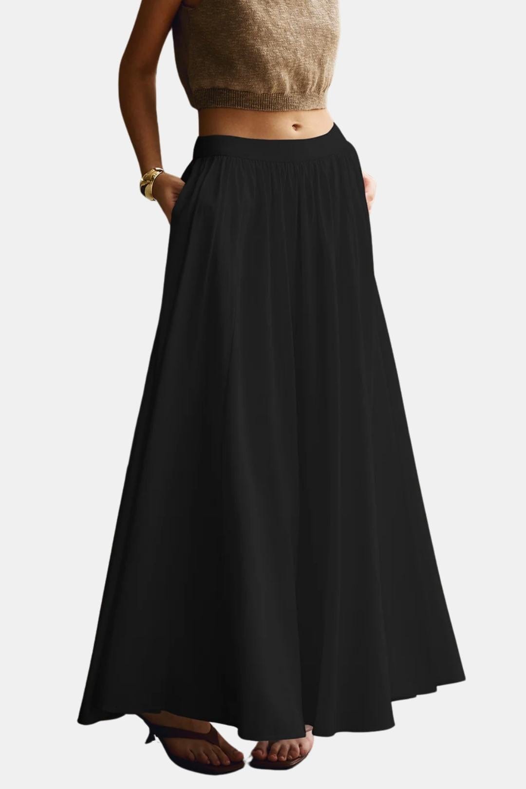 Aubrey – Linen Pleated Maxi Skirt