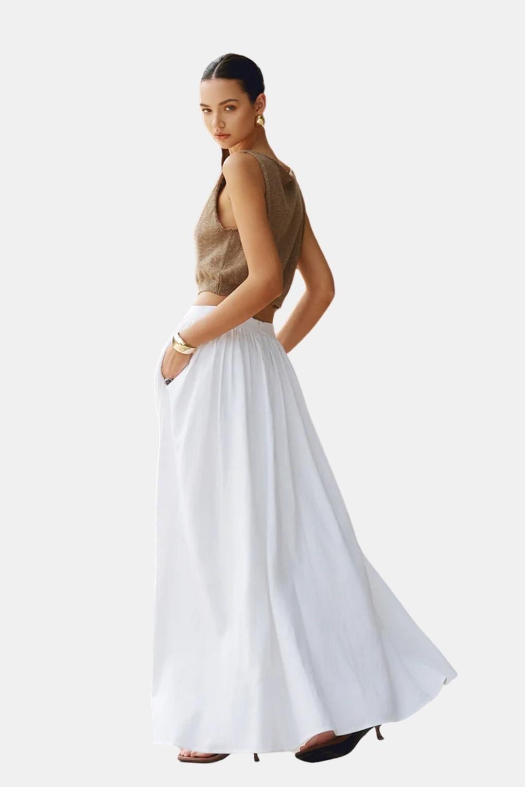 Aubrey – Linen Pleated Maxi Skirt
