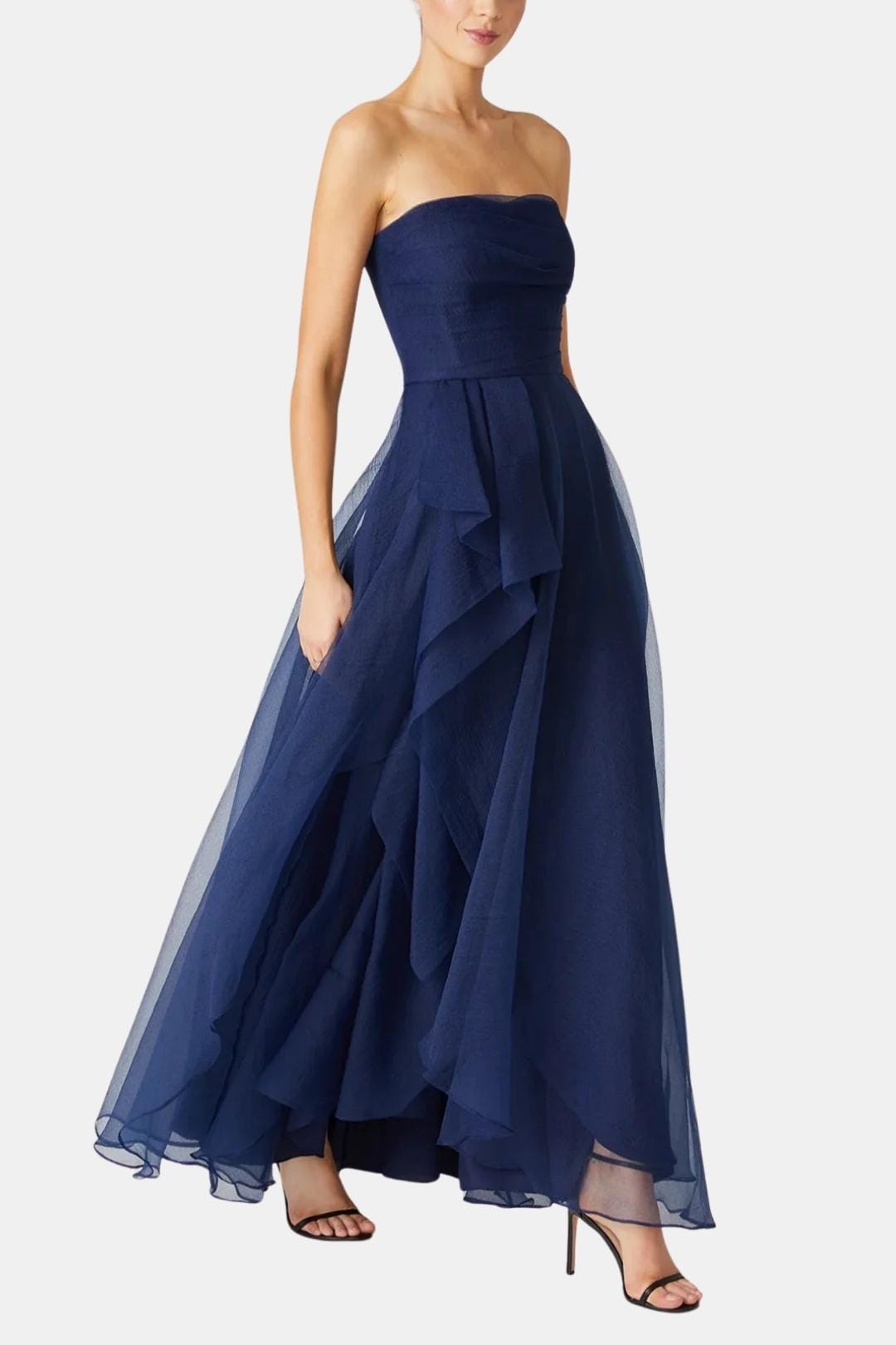 Long Dress – Blue Strapless A-Line Evening Maxi Style – Modesia