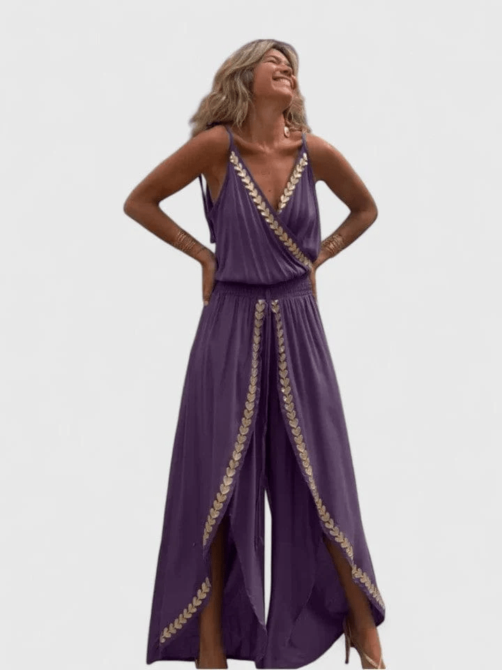 Stella – Sleeveless Boho Jumpsuit in Purple