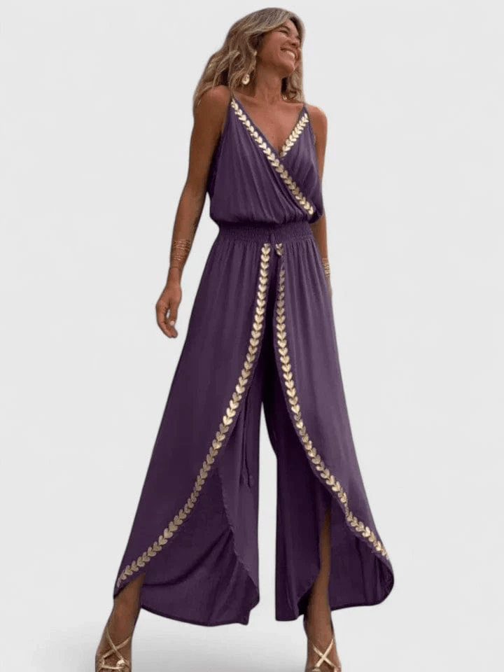 Stella – Sleeveless Boho Jumpsuit in Purple