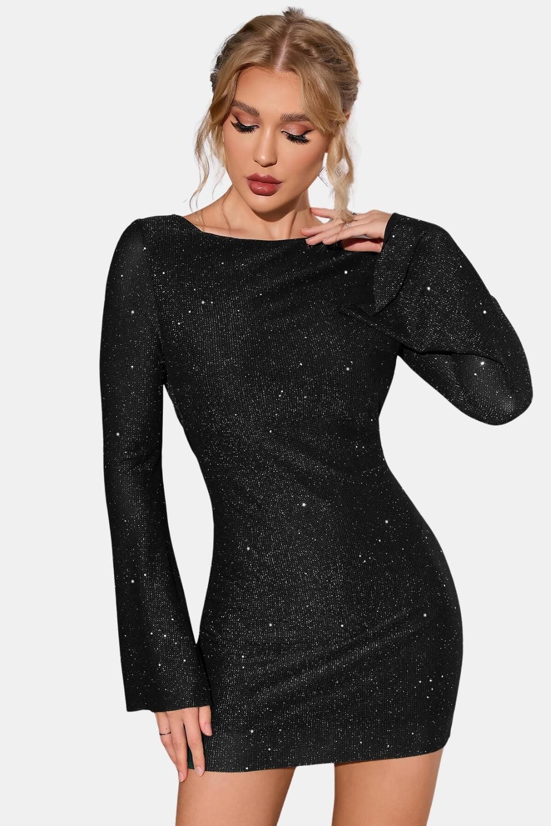 Avelina – Glitter Dress with Open Back