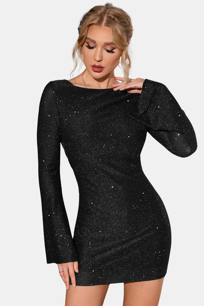 Avelina – Glitter Dress with Open Back