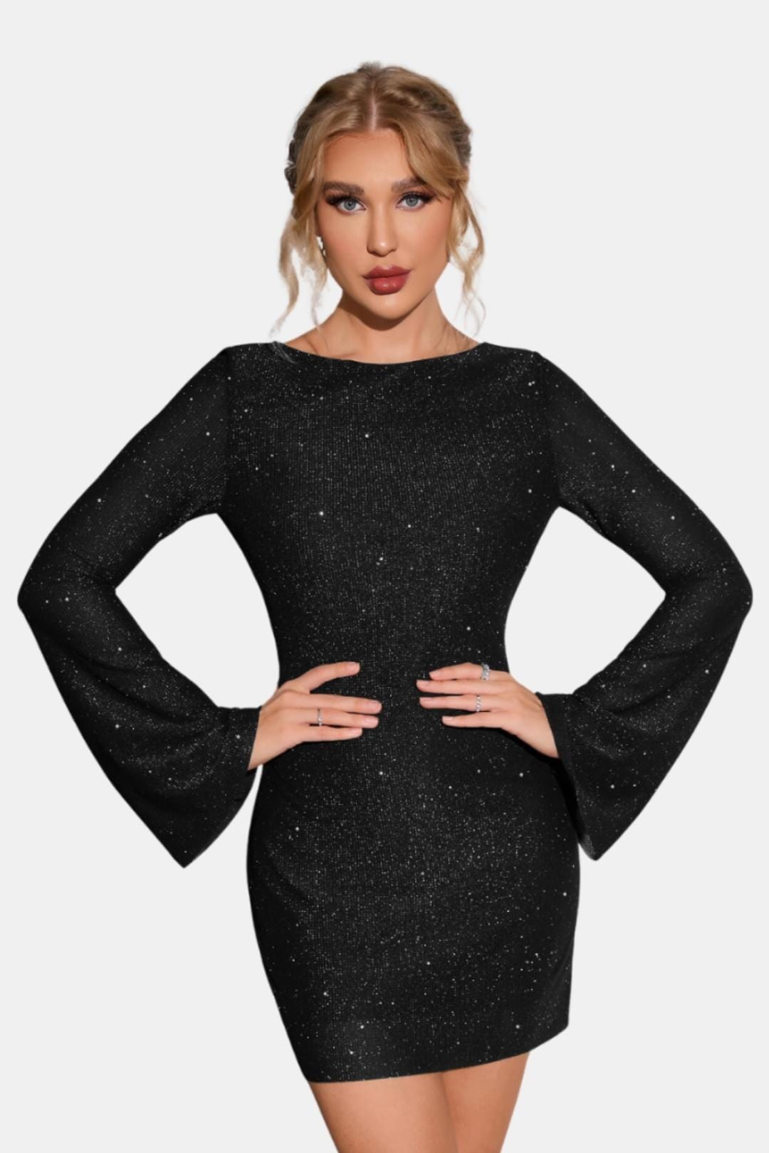 Avelina – Glitter Dress with Open Back