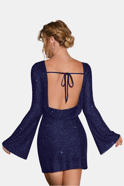 Avelina – Glitter Dress with Open Back