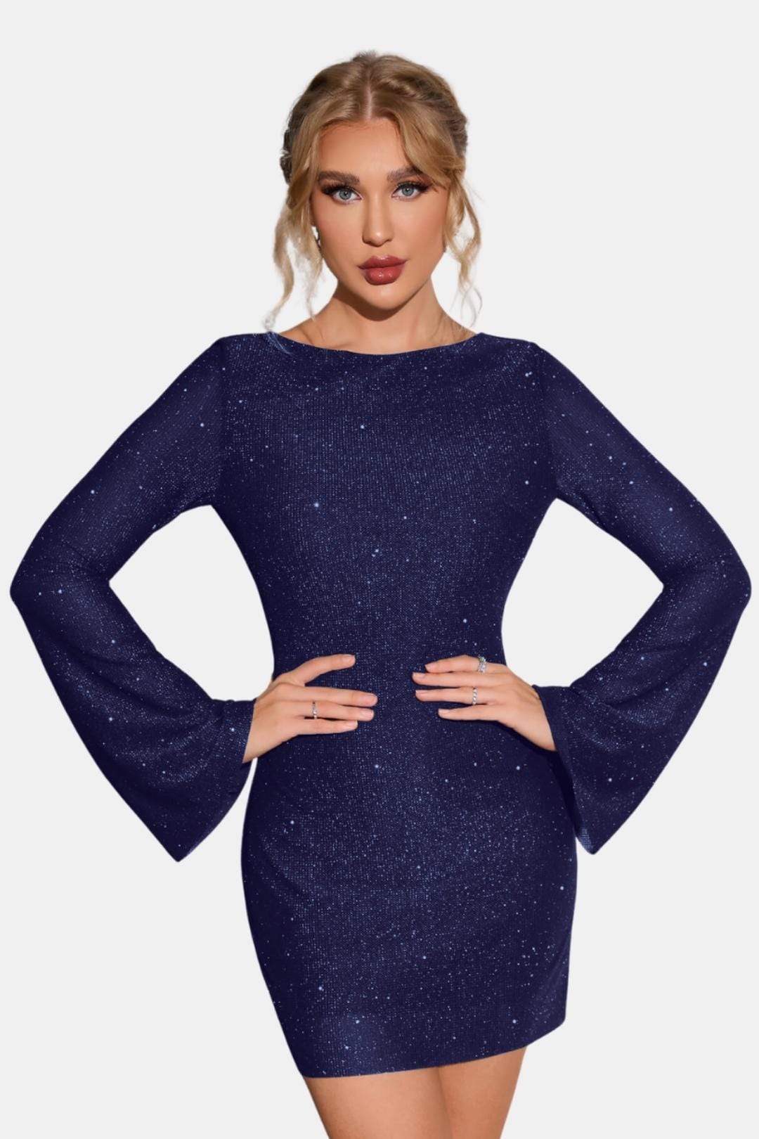Avelina – Glitter Dress with Open Back