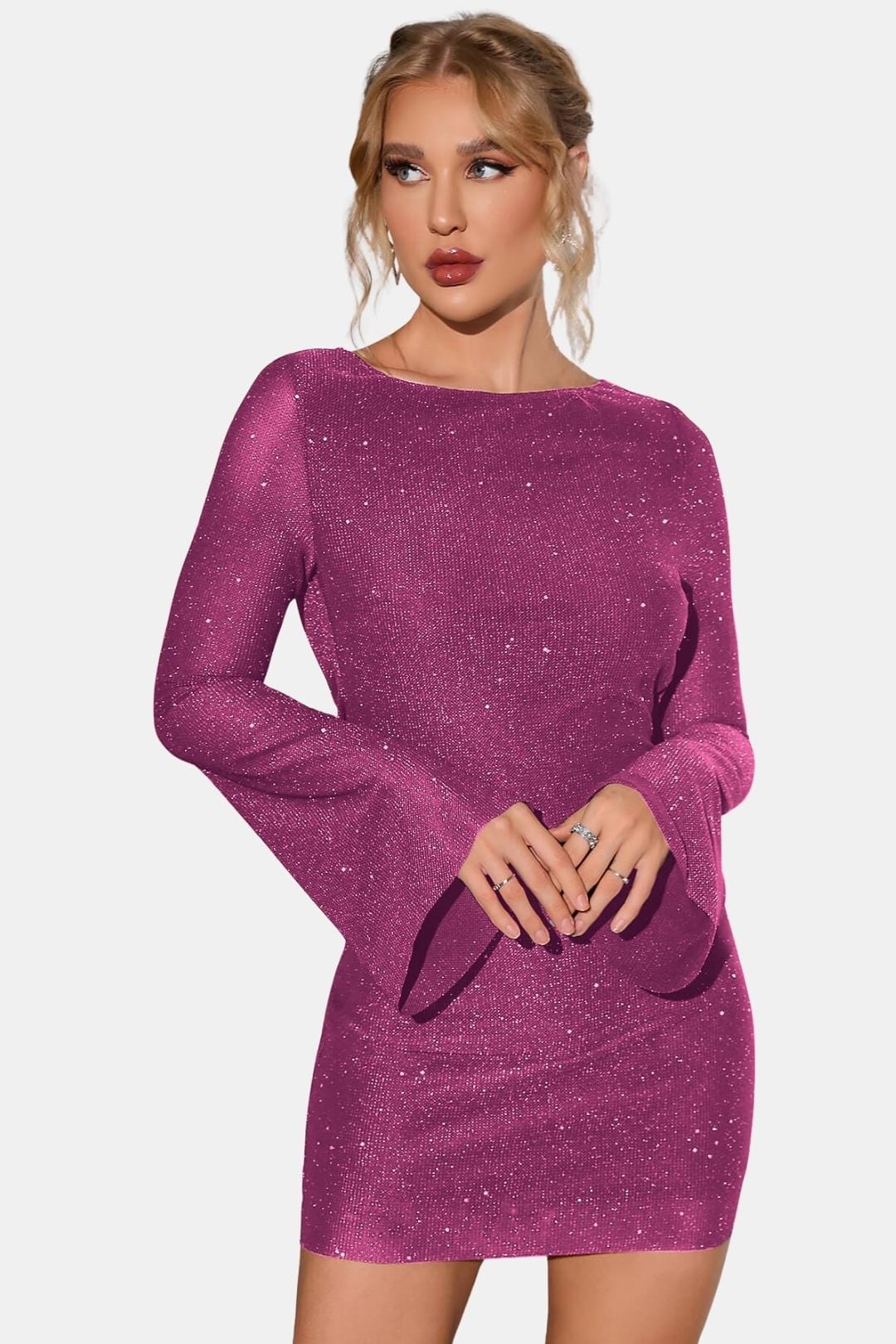 Avelina – Glitter Dress with Open Back