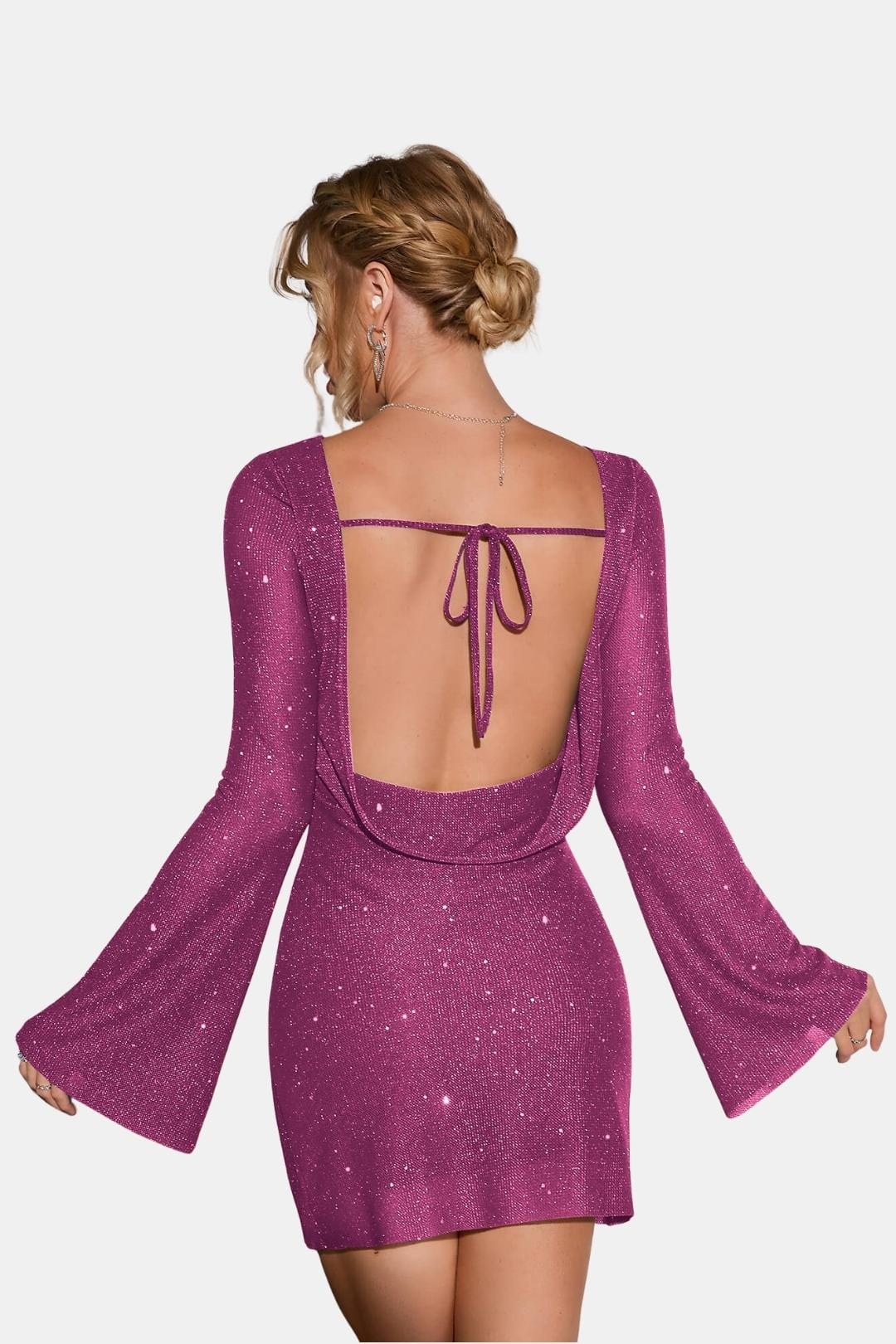 Avelina – Glitter Dress with Open Back