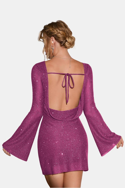 Avelina – Glitter Dress with Open Back