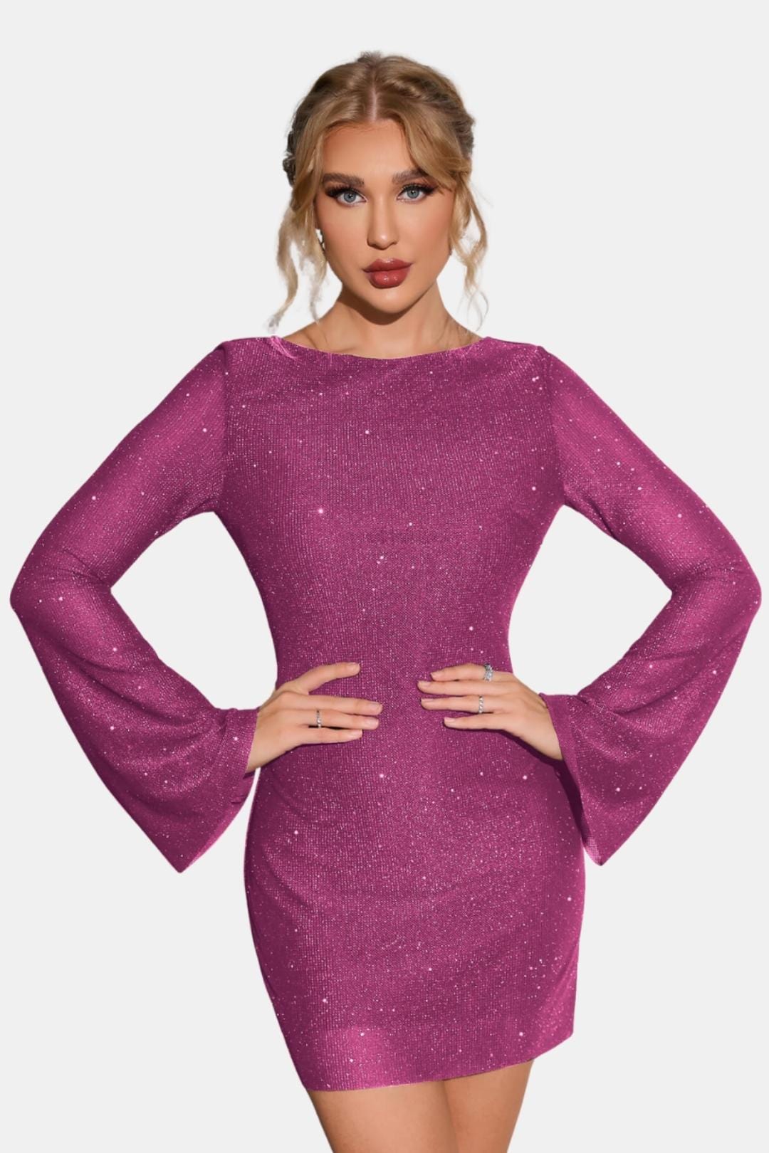 Avelina – Glitter Dress with Open Back