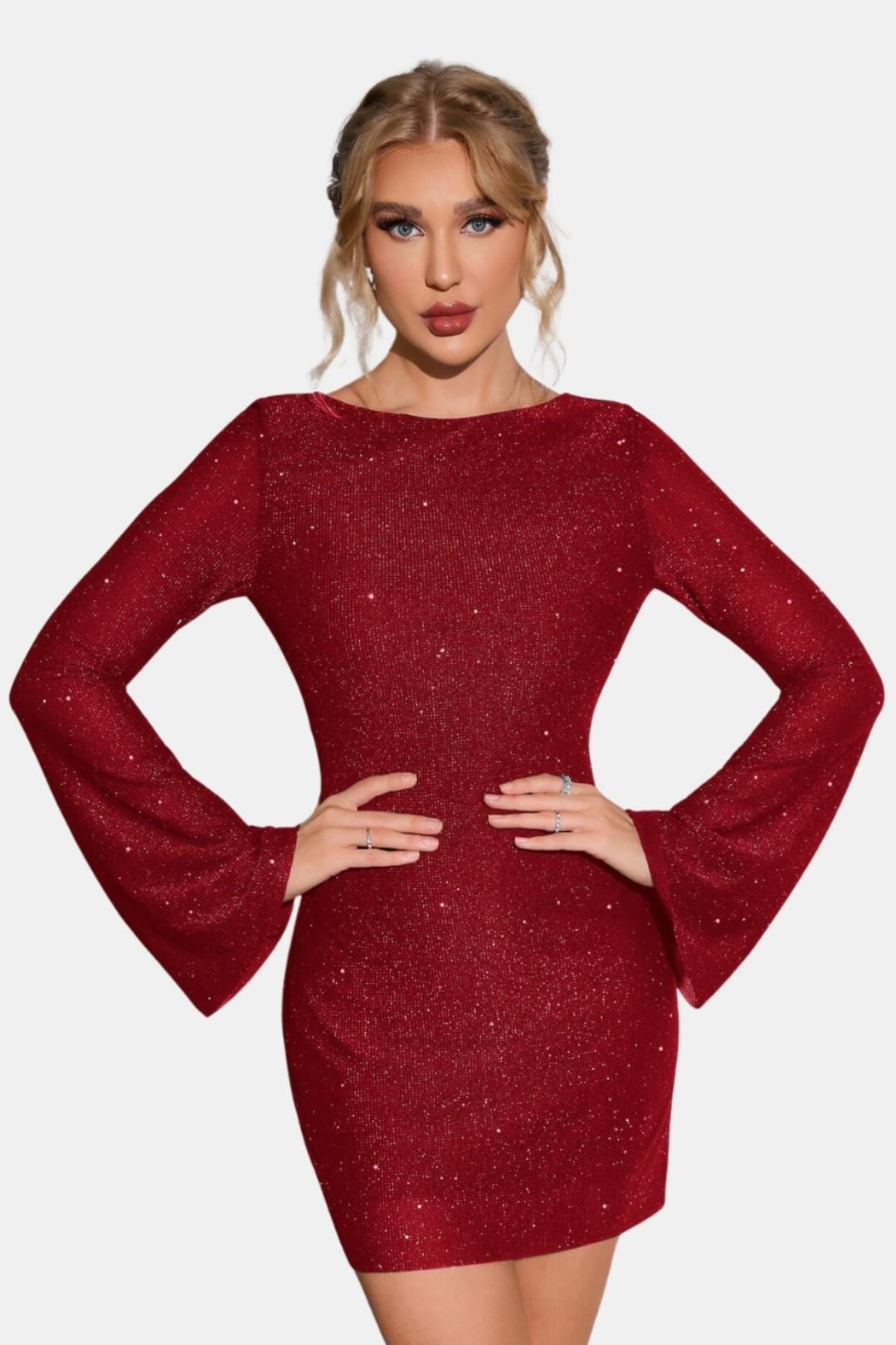 Avelina – Glitter Dress with Open Back