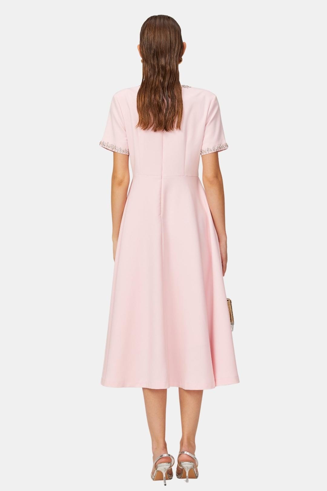 Avelisse - Bowknot Crystal-Embellished Midi Cocktail Dress