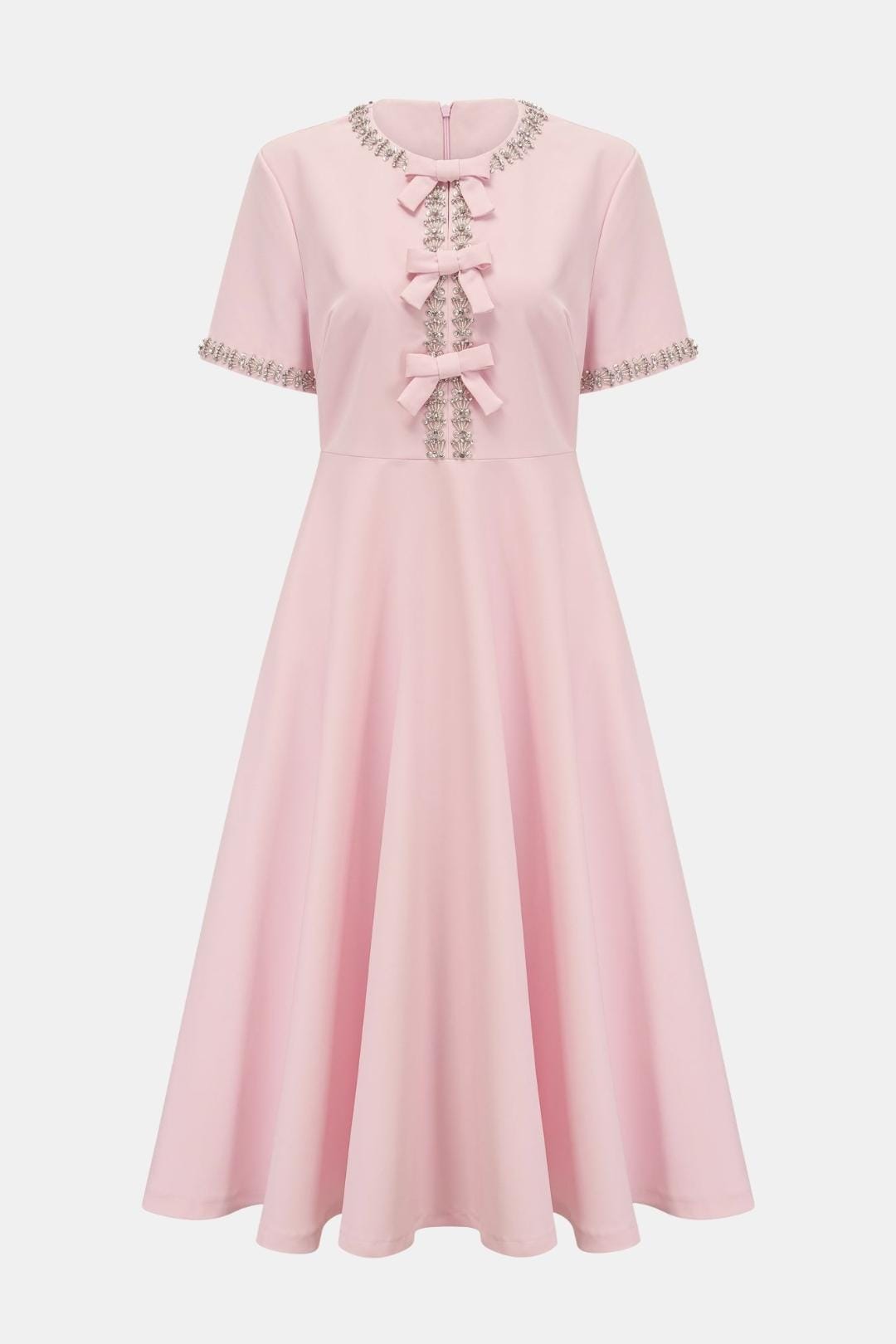 Avelisse - Bowknot Crystal-Embellished Midi Cocktail Dress