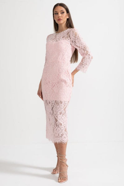 Dora - Elegant Lace Maxi Dress in Soft Pink