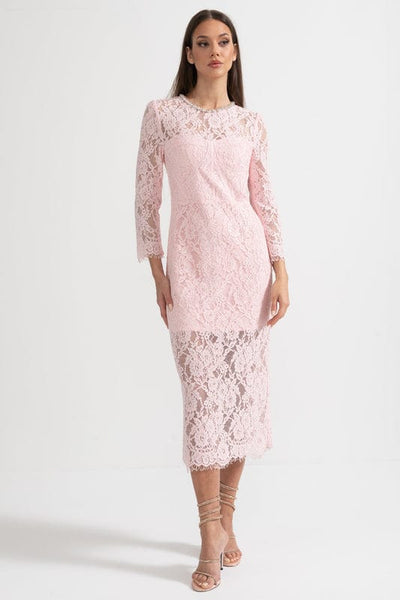 Dora - Elegant Lace Maxi Dress in Soft Pink