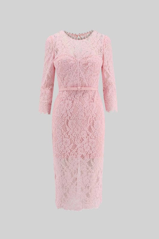 Dora - Elegant Lace Maxi Dress in Soft Pink