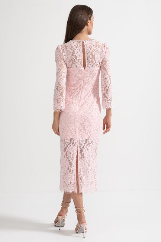 Dora - Elegant Lace Maxi Dress in Soft Pink