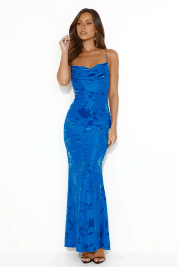 Azzaria – Floral Strap Maxi Dress in Royal Blue