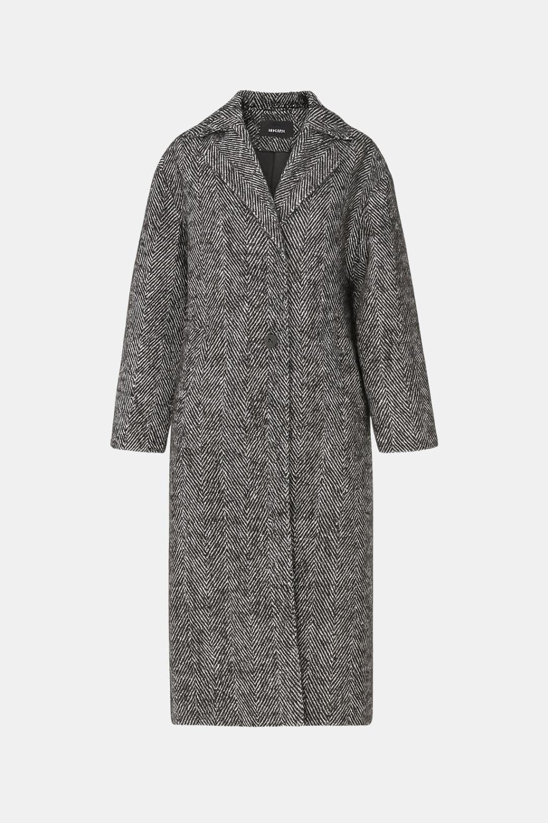 Bailey – Collared Herringbone Maxi Coat
