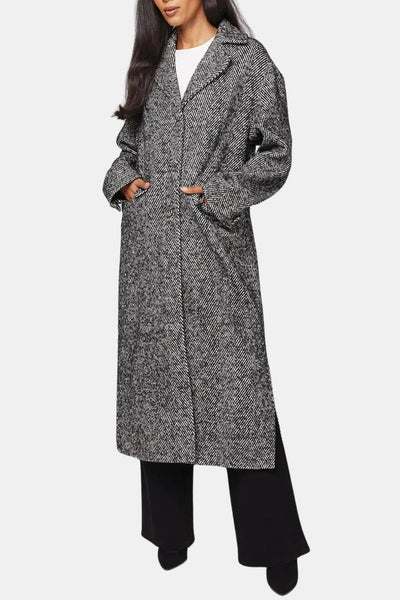 Bailey – Collared Herringbone Maxi Coat