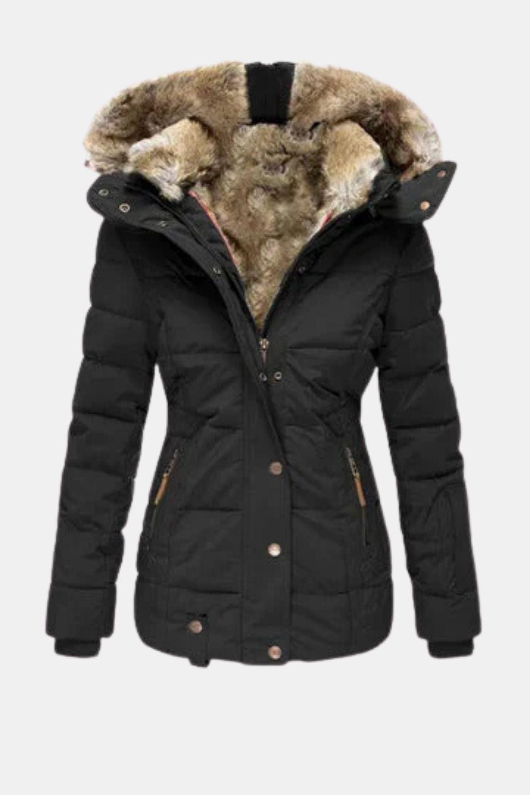 Barbora - Slim Fit Winter Jacket with Fur Collar