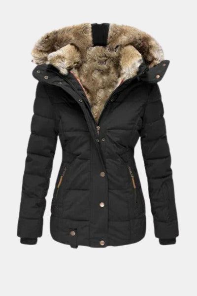 Barbora - Slim Fit Winter Jacket with Fur Collar