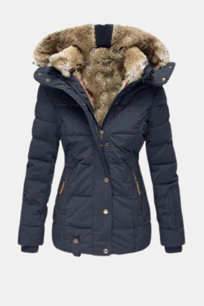 Barbora - Slim Fit Winter Jacket with Fur Collar