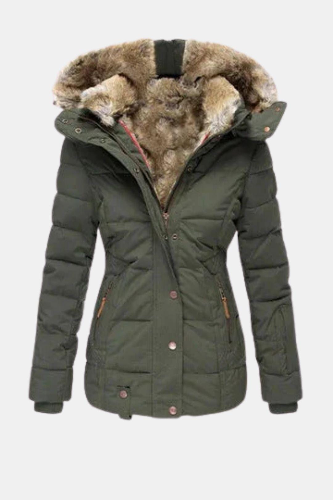 Barbora - Slim Fit Winter Jacket with Fur Collar