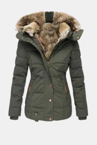 Barbora - Slim Fit Winter Jacket with Fur Collar