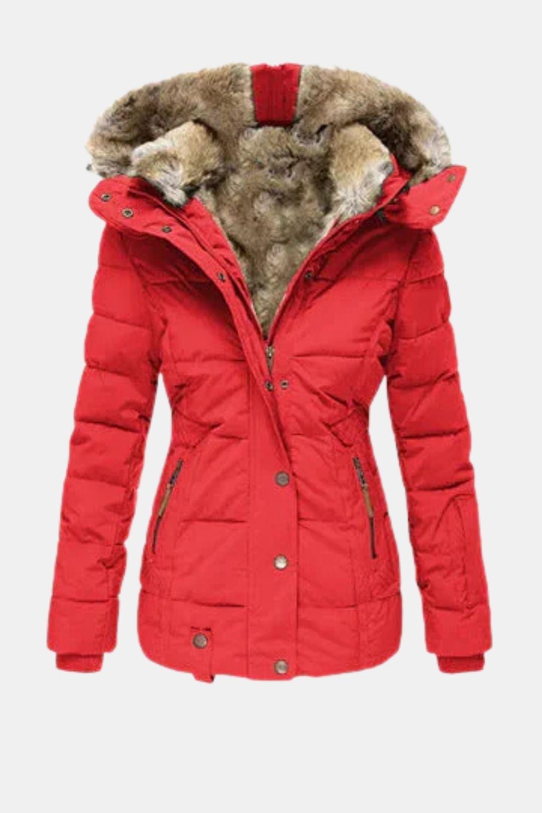 Barbora - Slim Fit Winter Jacket with Fur Collar