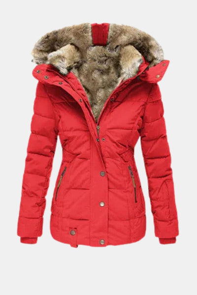 Barbora - Slim Fit Winter Jacket with Fur Collar