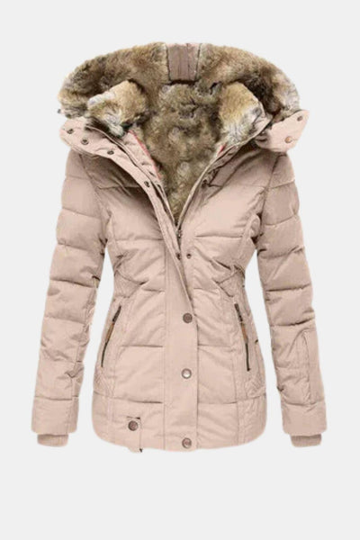Barbora - Slim Fit Winter Jacket with Fur Collar