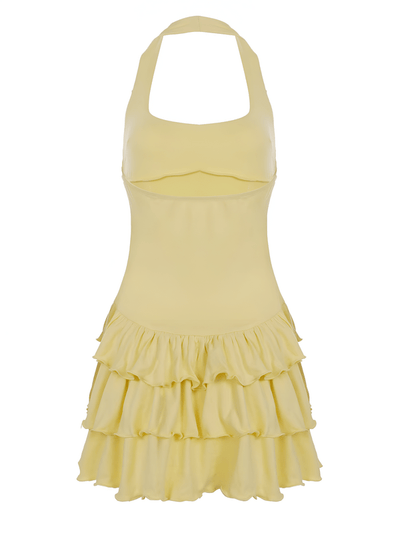 Bartie – Ruffle Hem Mini Dress in yellow