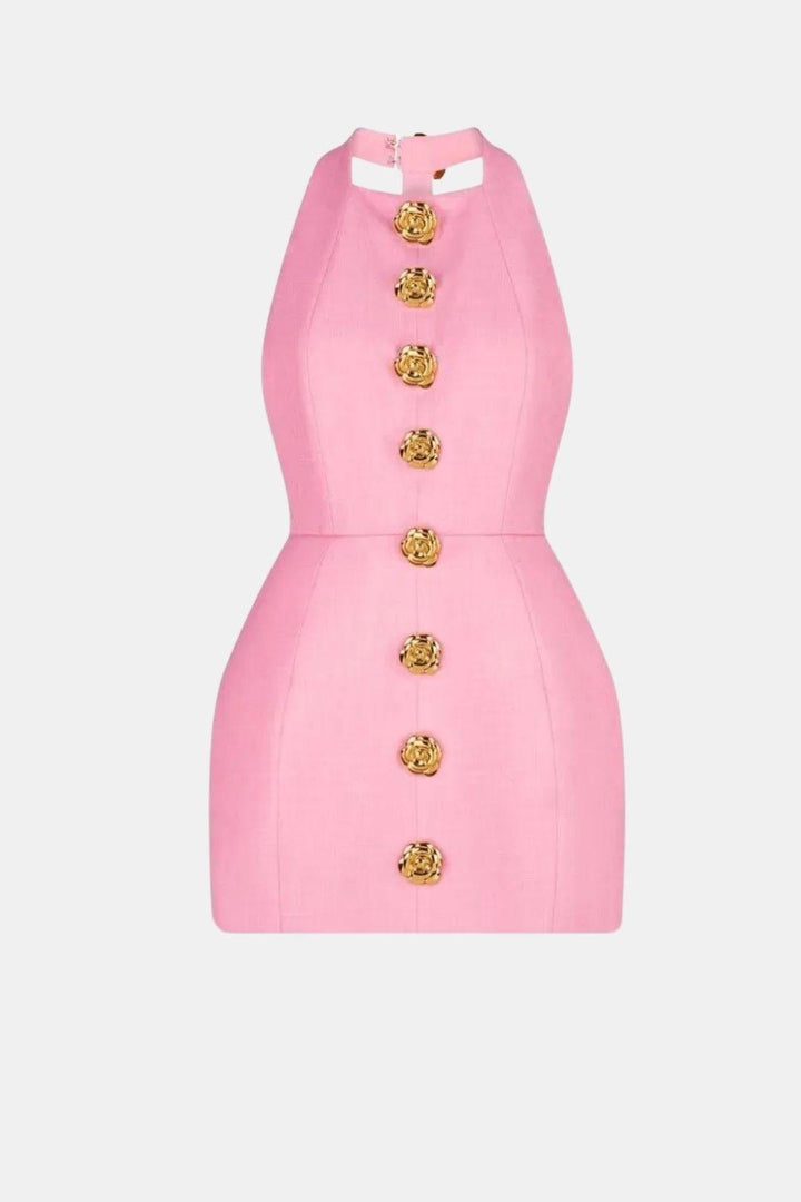 Backless Halter Mini Dress – Modesia